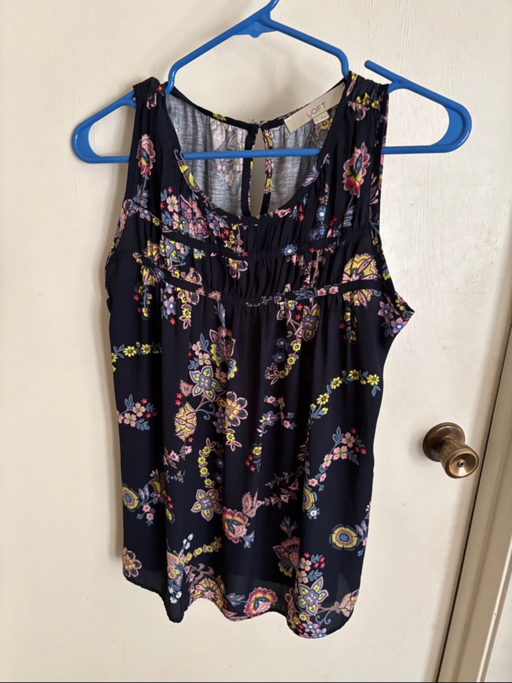 LOFT Navy Floral Sleeveless Tank